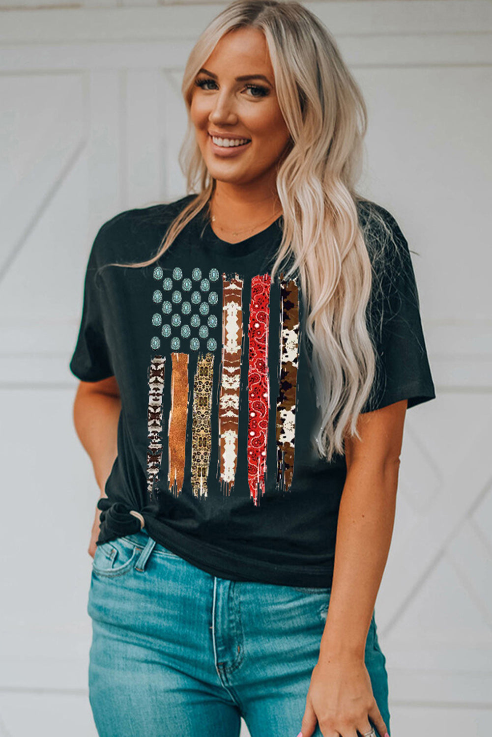 Black Western American Flag Graphic Tee Graphic Tees JT's Designer Fashion