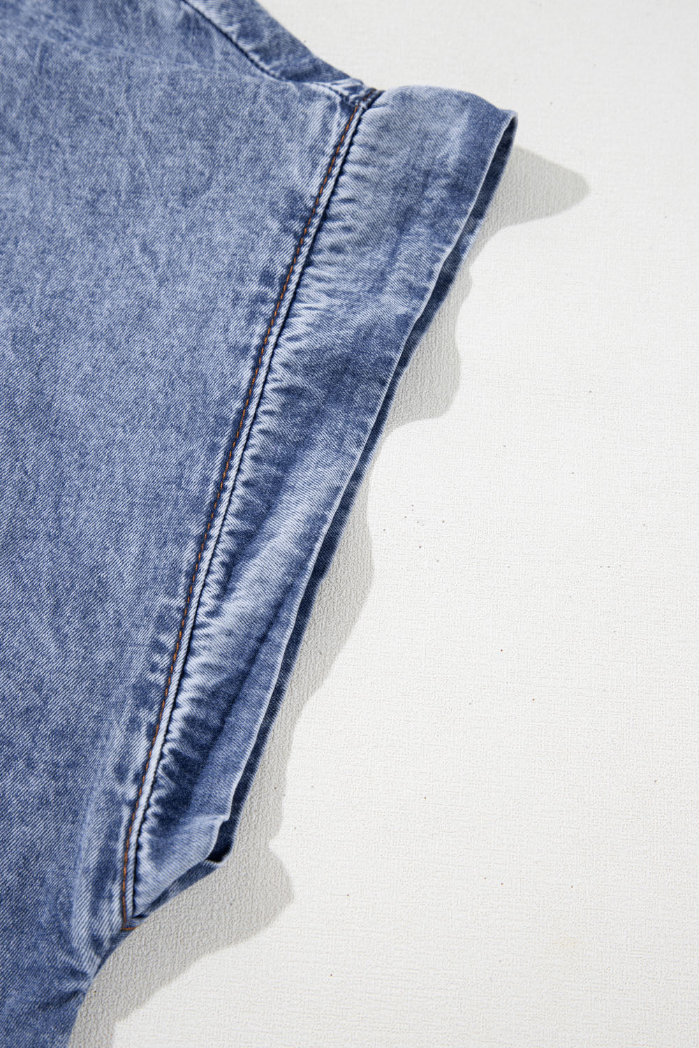 Beau Blue Tie V Neck Tucking Detail Short Sleeve Denim Shift Dress Mini Dresses JT's Designer Fashion