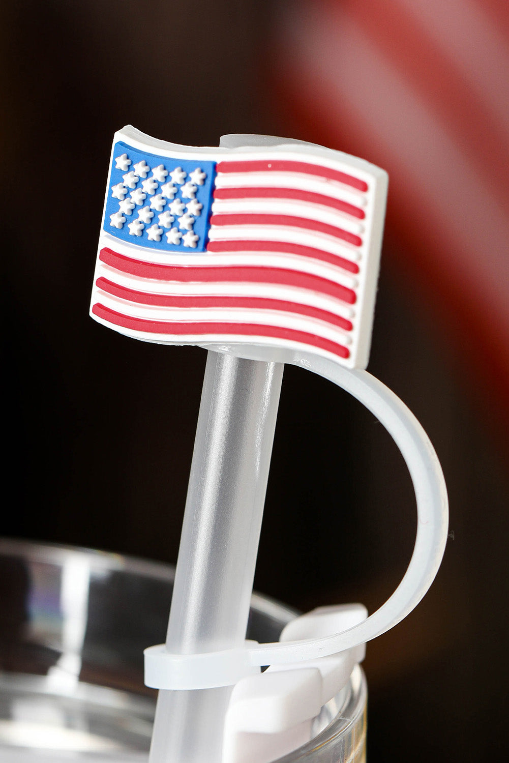 White American Flag Print PVC Soft Plastic Straw Lid Other Accessories JT's Designer Fashion