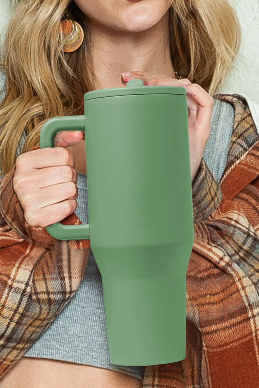 Dark Green Frosted Stainless Handle Large Vacuum Cup with Straw 1200ml Tumblers JT's Designer Fashion