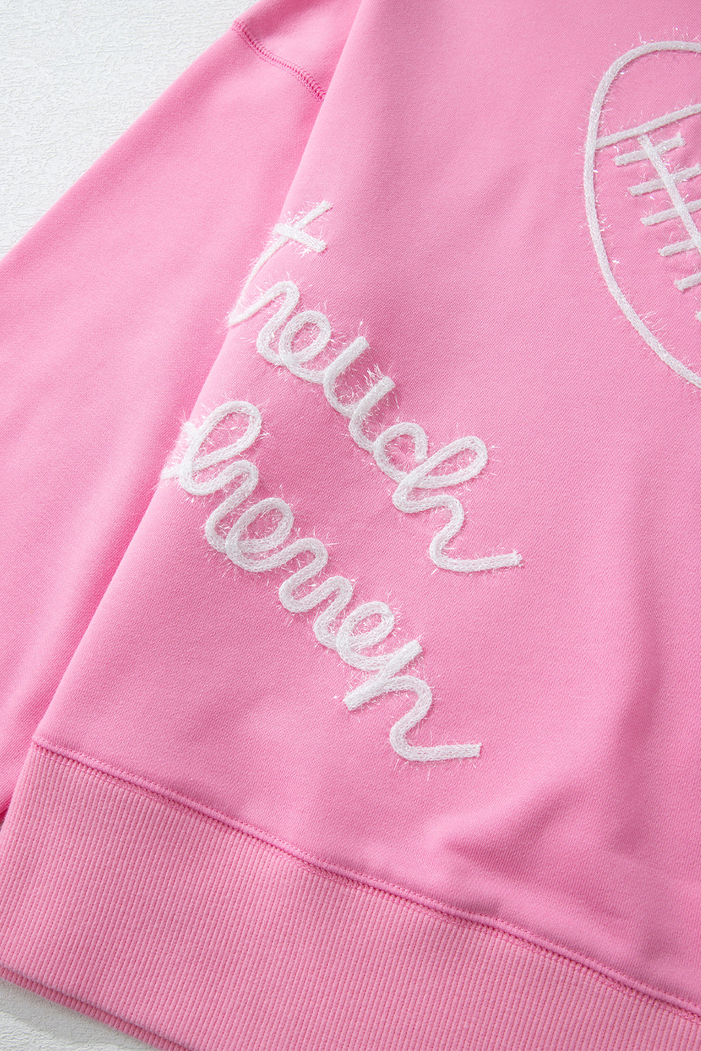 Pink Touch Down Rugby Thread Embroidery Sweatshirt Sweatshirts & Hoodies JT's Designer Fashion