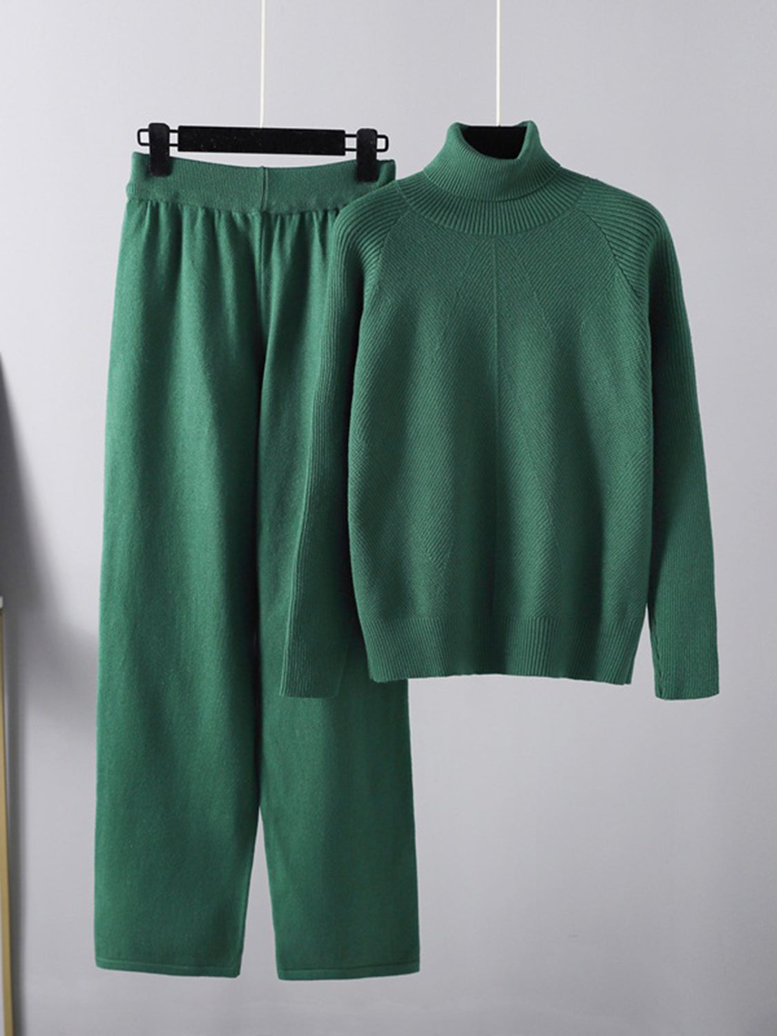 Turtleneck Raglan Sleeve Top and Pants Sweater Set Pant Sets JT's Designer Fashion