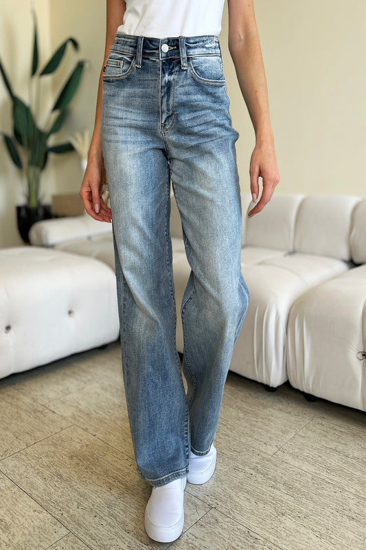 Judy Blue Full Size High Waist Straight Jeans Light High Waist Jeans JT's Designer Fashion