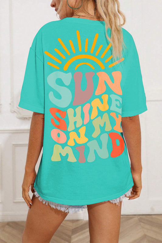 Mint Green SUNSHINE ON MY MIND Graphic Tee Tops & Tees JT's Designer Fashion