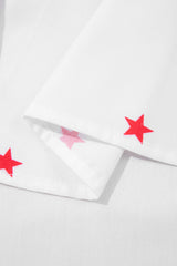 White Red Little Stars Printed Loose Half Sleeve Shirt Pre Order Tops JT's Designer Fashion