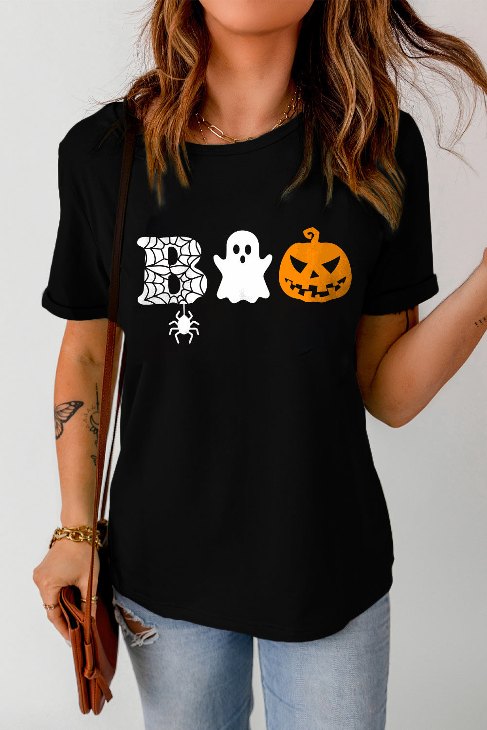 Black BOO Halloween Graphic T Shirt Graphic Tees JT's Designer Fashion