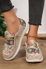 Beige Geometric Lace-up Decor Slip On Shoes Women's Shoes JT's Designer Fashion
