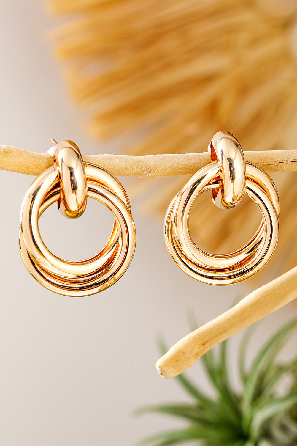 Gold Circles Plated Alloy Stud Earrings Jewelry JT's Designer Fashion
