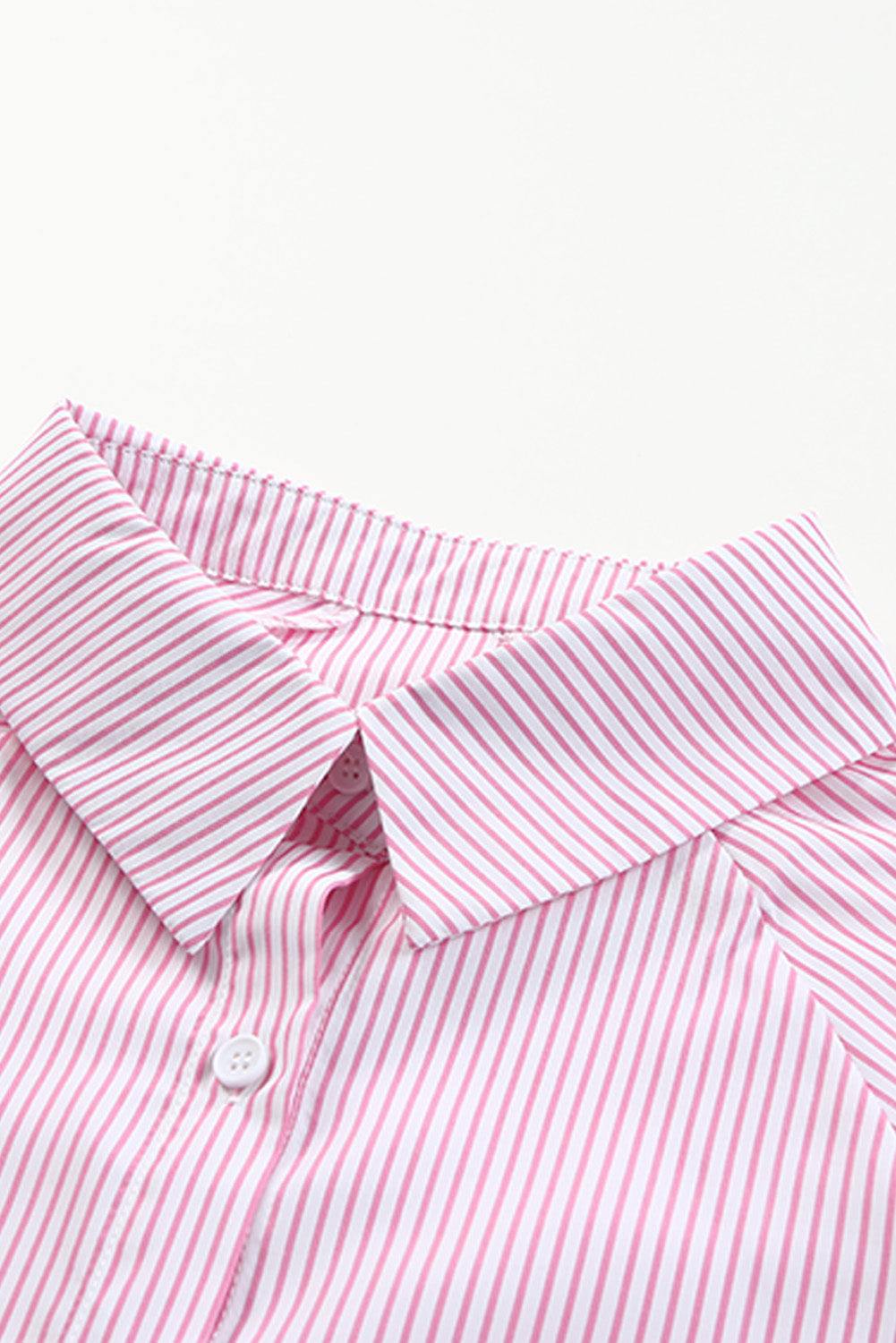 Pink Smocked Cuffed Striped Boyfriend Shirt with Pocket Blouses & Shirts JT's Designer Fashion