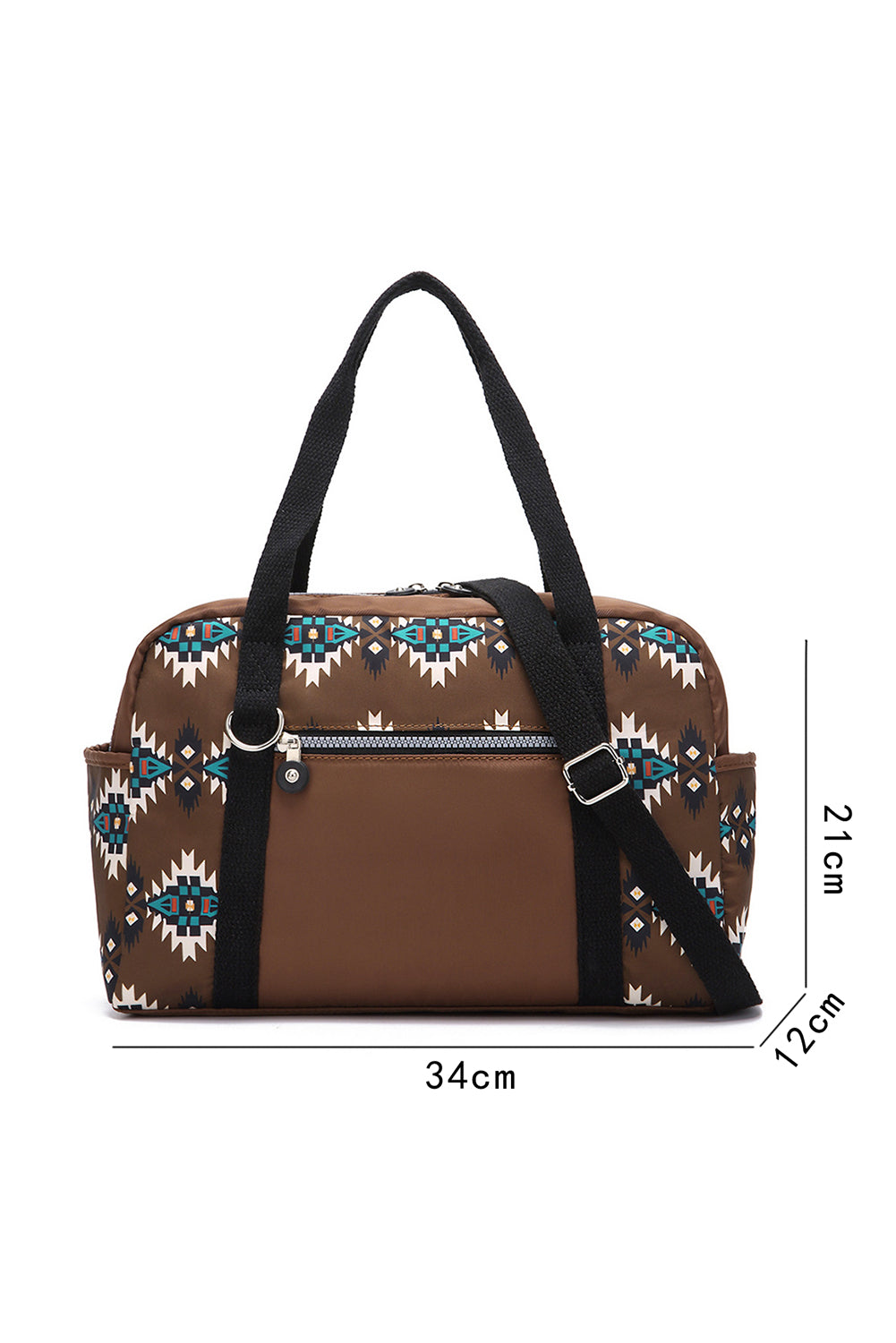 Coffee Western Aztec Print PU Leather Large Travel Duffel Bag Handbags JT's Designer Fashion