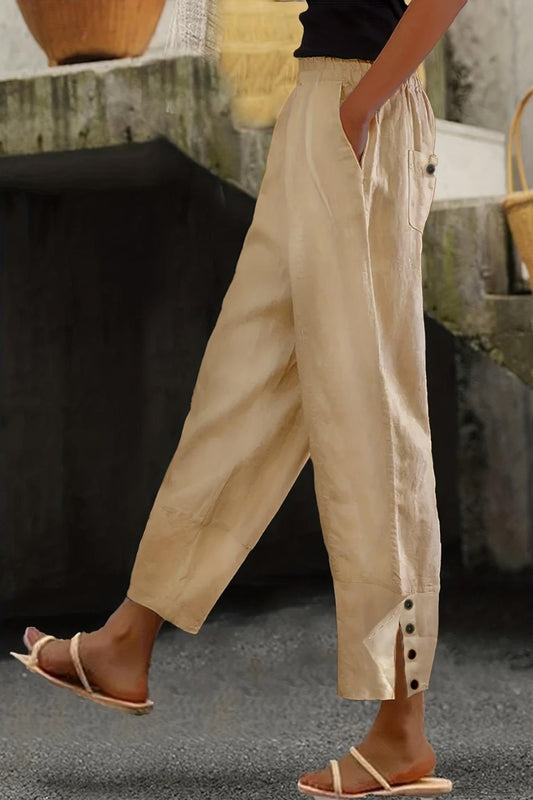 Plus Size Wide Leg Pants with Pockets Camel Pants & Culotte JT's Designer Fashion