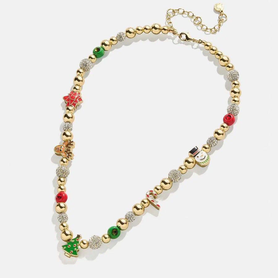 Rhinestone 14K Gold-Plated Beaded Necklace Multicolor One Size Necklaces JT's Designer Fashion