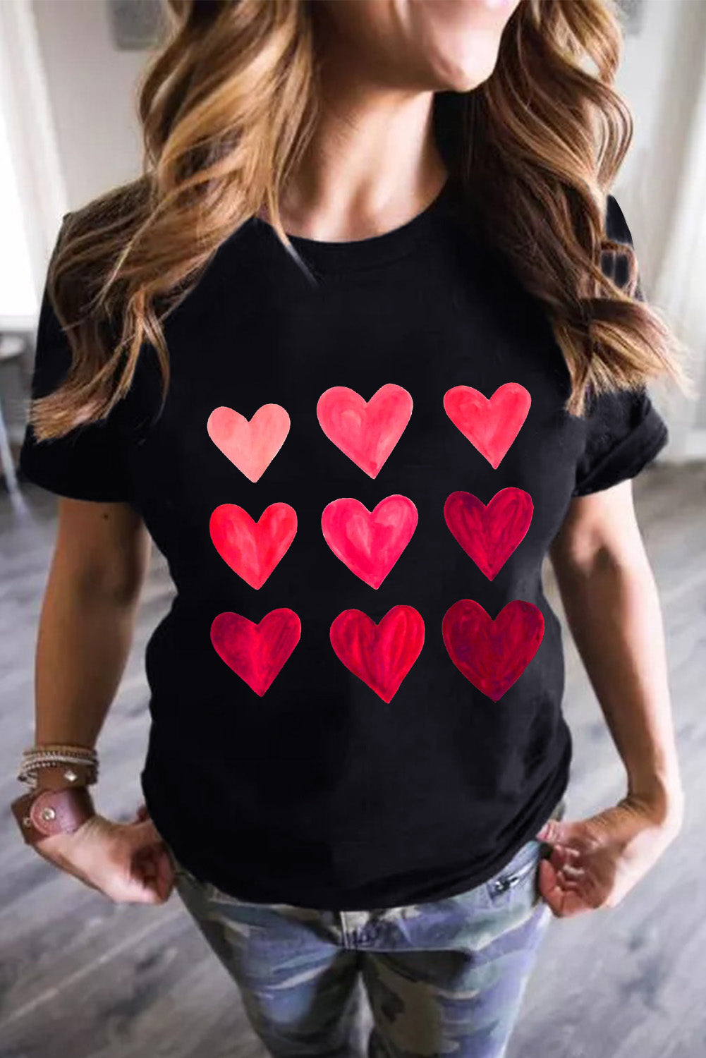 Black Valentine's Day Heart Graphic Tee Graphic Tees JT's Designer Fashion