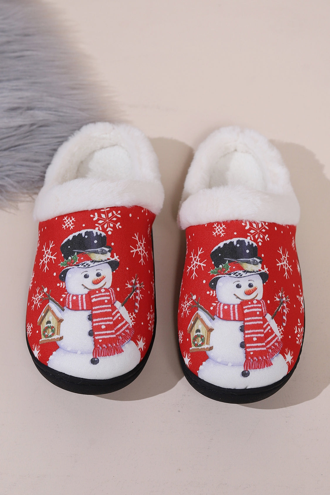 Snowman Round Toe Faux Fur Slippers Slippers JT's Designer Fashion