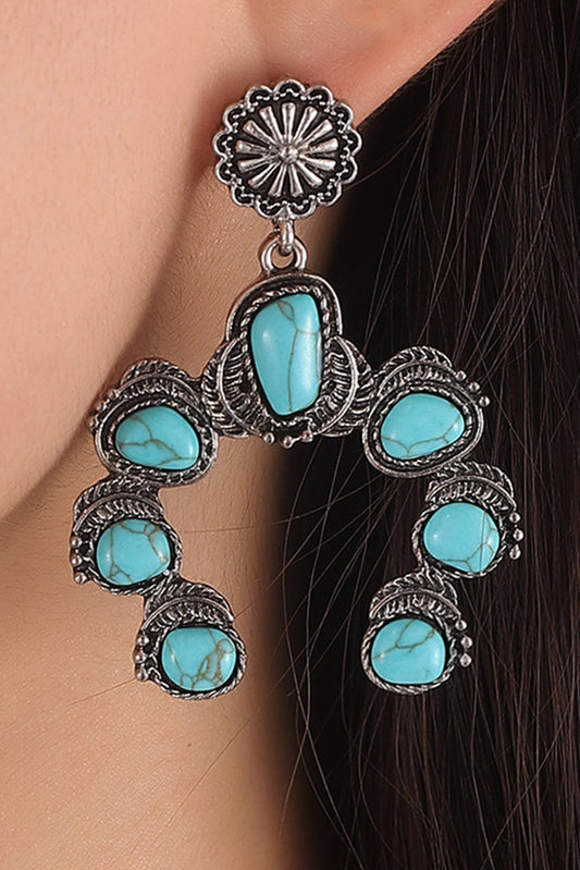 Bright Green Retro Western Turquoise Decor Drop Earring Jewelry JT's Designer Fashion