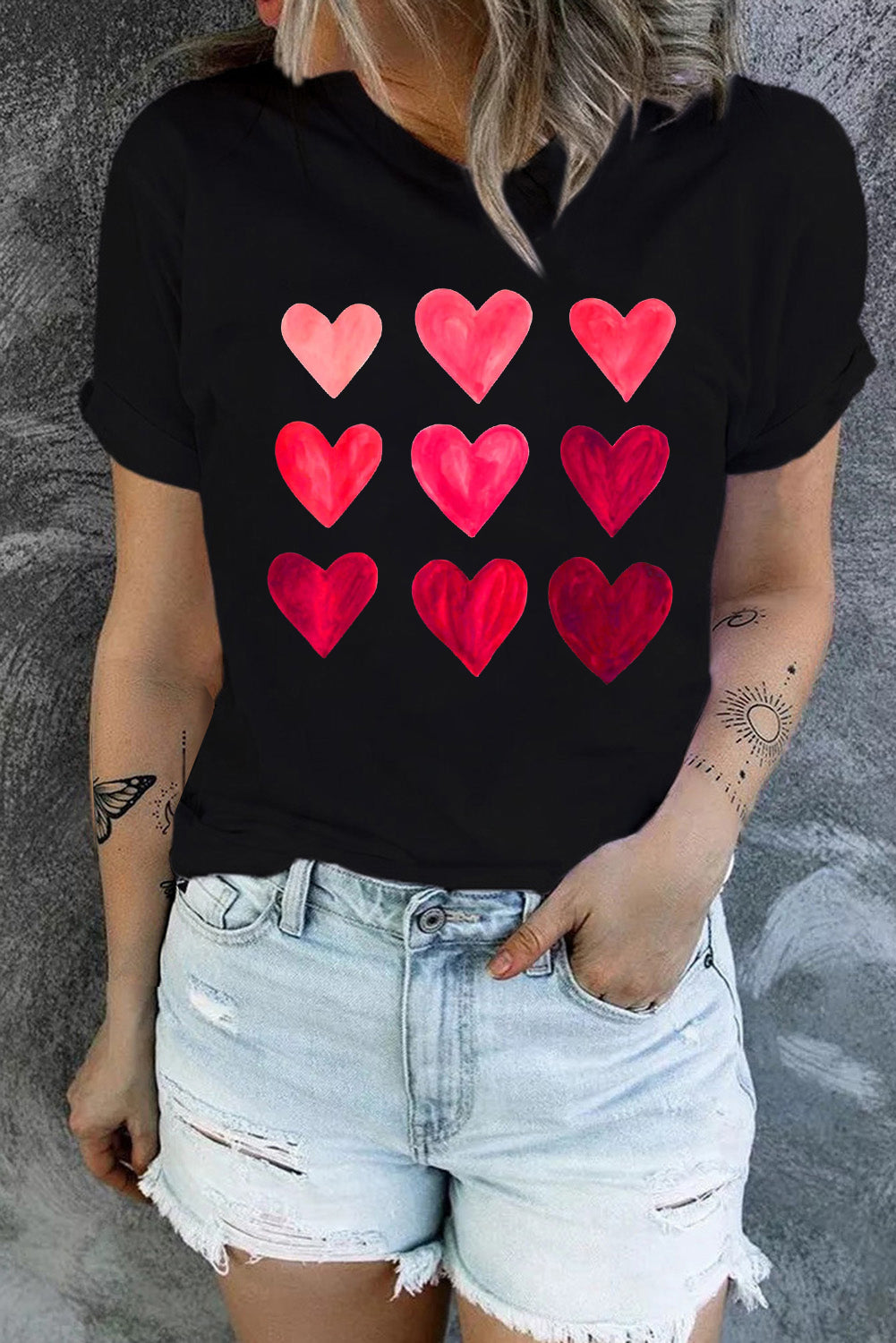 Black Valentine's Day Heart Graphic Tee Graphic Tees JT's Designer Fashion