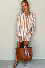 Brown Stripe She_s A Dreamer Striped Romper Bottoms JT's Designer Fashion