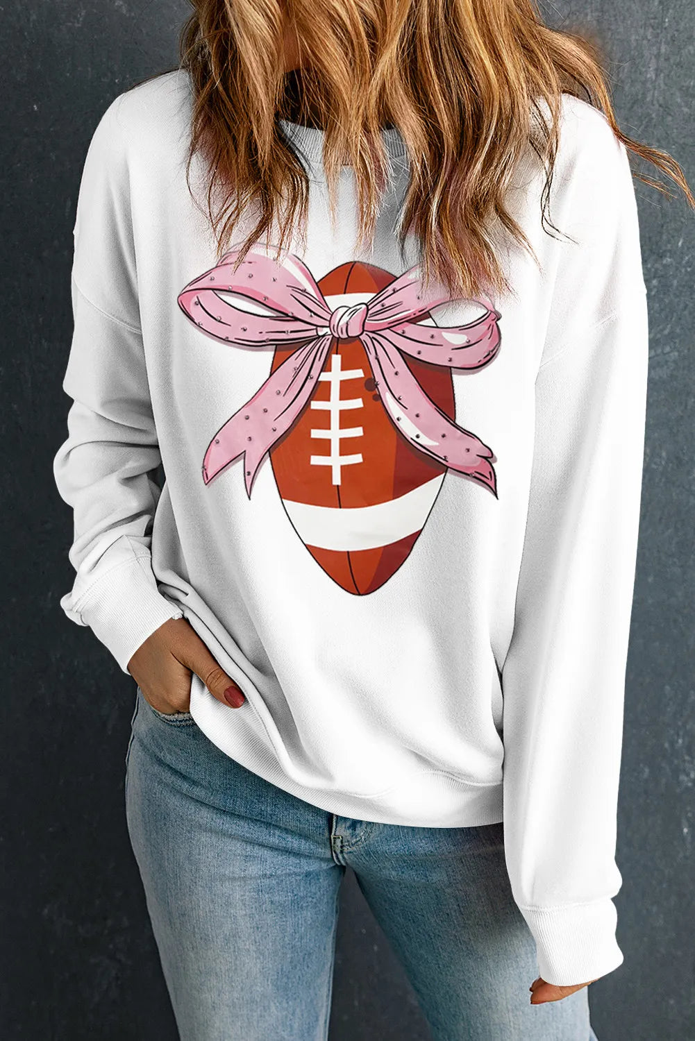 Football Round Neck Long Sleeve Sweatshirt Long Sleeve Tops JT's Designer Fashion