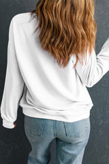 White lucky Clover Sequin Graphic Drop Shoulder Sweatshirt Graphic Sweatshirts JT's Designer Fashion