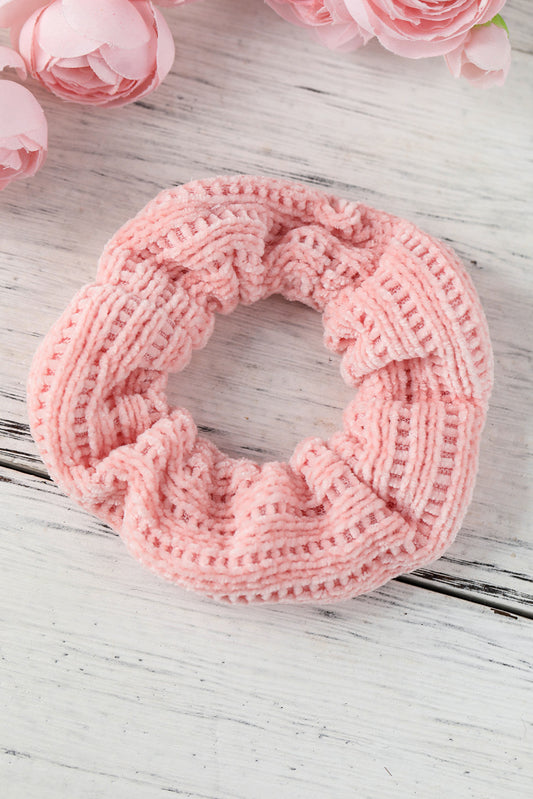 Light Pink Knitted Large Scrunchy Hair Tie Headwear JT's Designer Fashion