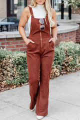 Chestnut Perfect For You Brown Corded Zip Up Overalls Bottoms JT's Designer Fashion