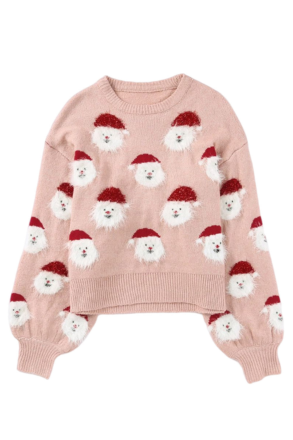 Pink Christmas Santa Claus Pullover Sweater Sweaters & Cardigans JT's Designer Fashion