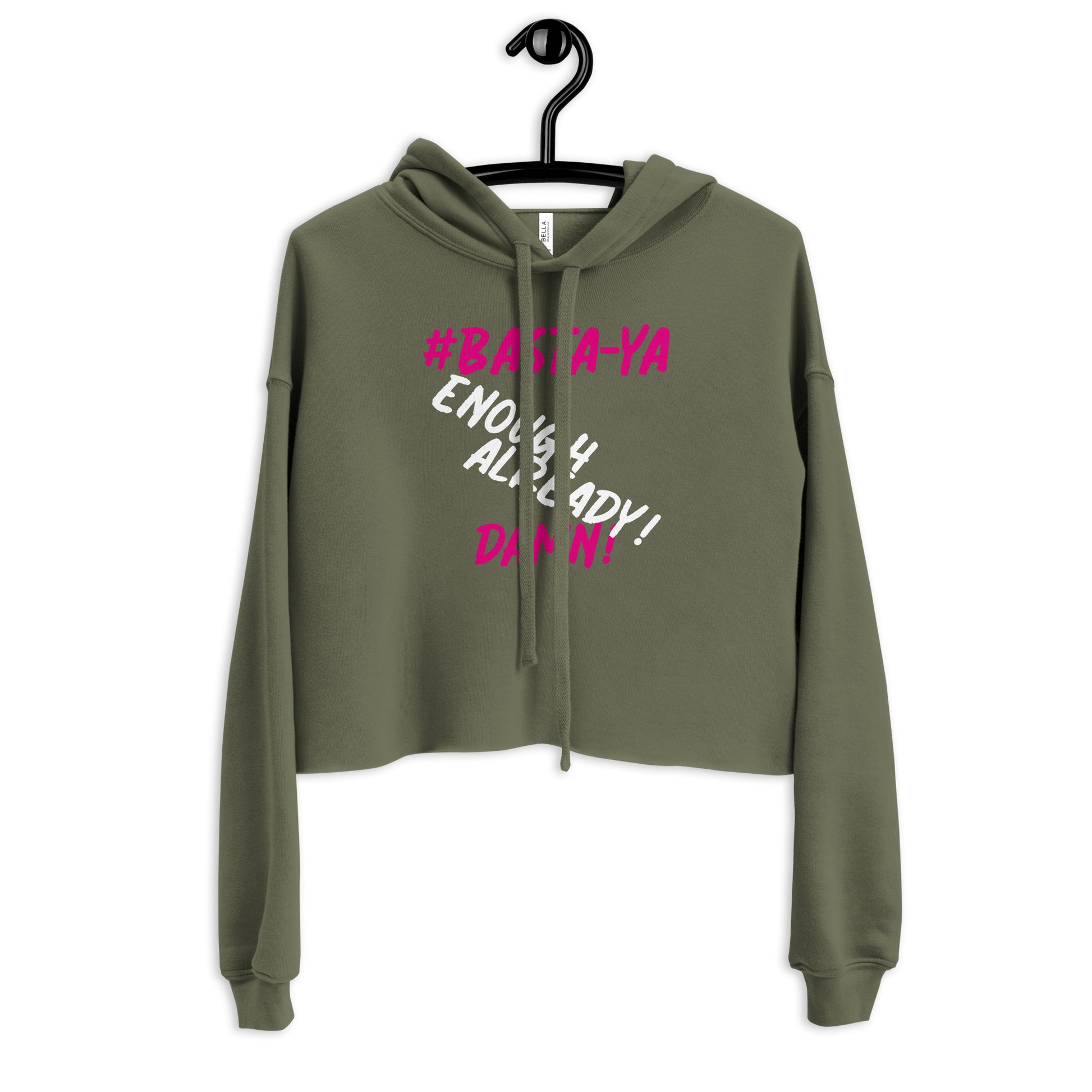 Basta Ya Signature Crop Hoodie Military Green Sweatshirts & Hoodies JT's Designer Fashion