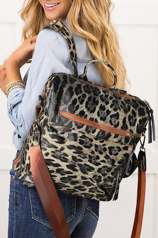 Leopard Convertible PU Backpack Backpacks JT's Designer Fashion