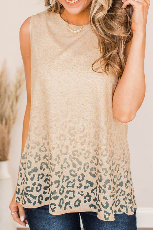 Apricot Gradient Leopard Print Tank Top Apricot 95%Polyester+5%Elastane Tank Tops JT's Designer Fashion