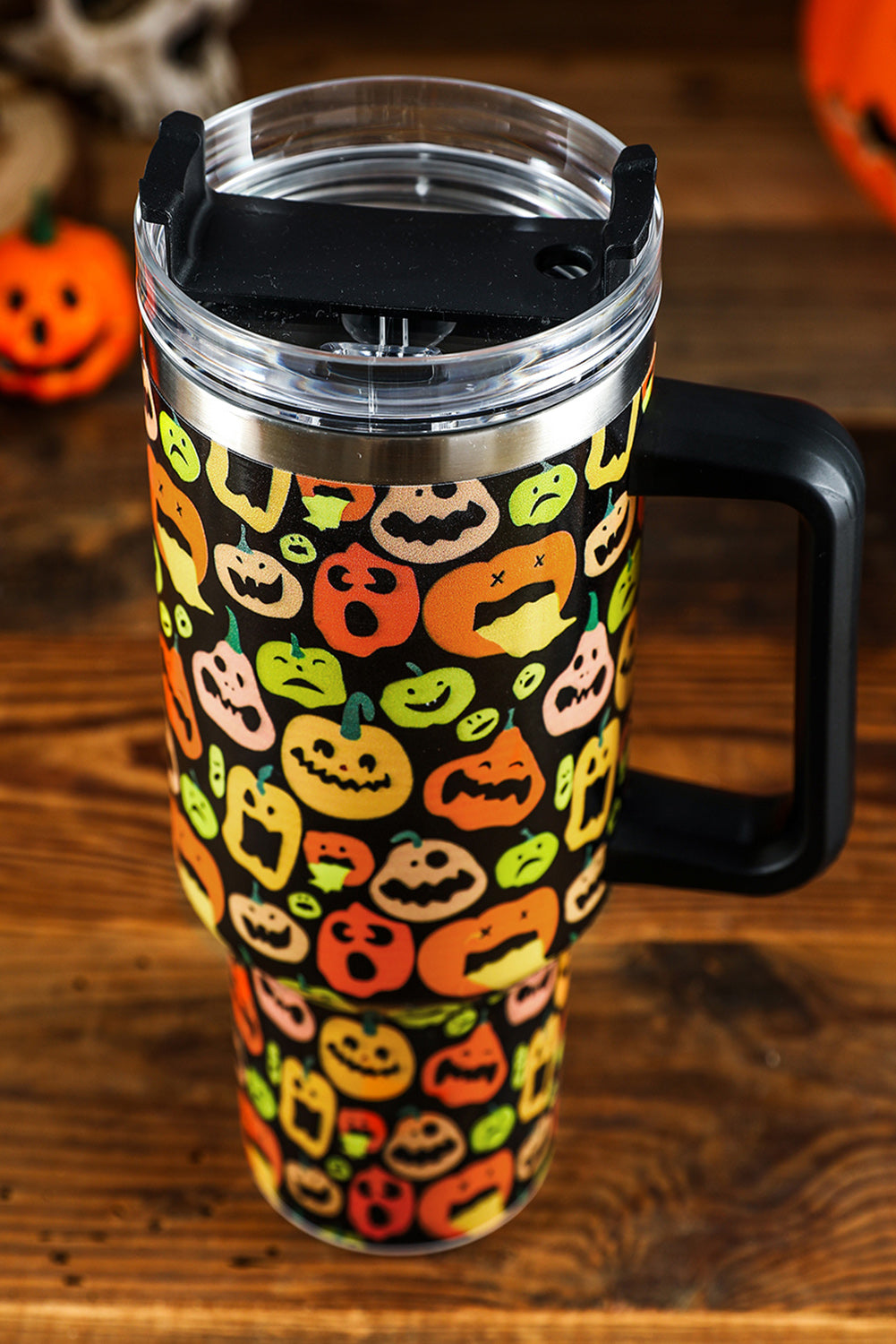 Black Halloween Pumpkins 40oz Stainless Steel Thermos Cup Tumblers JT's Designer Fashion