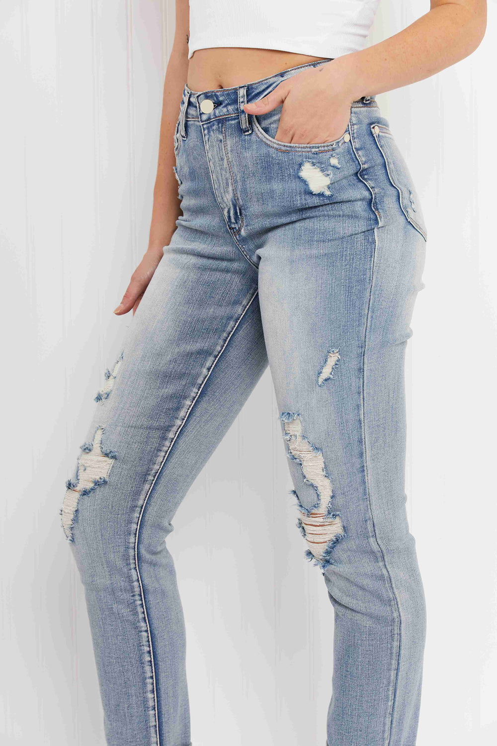 Judy Blue Fiona Full Size Double Cuffed Boyfriend Jeans Jeans JT's Designer Fashion