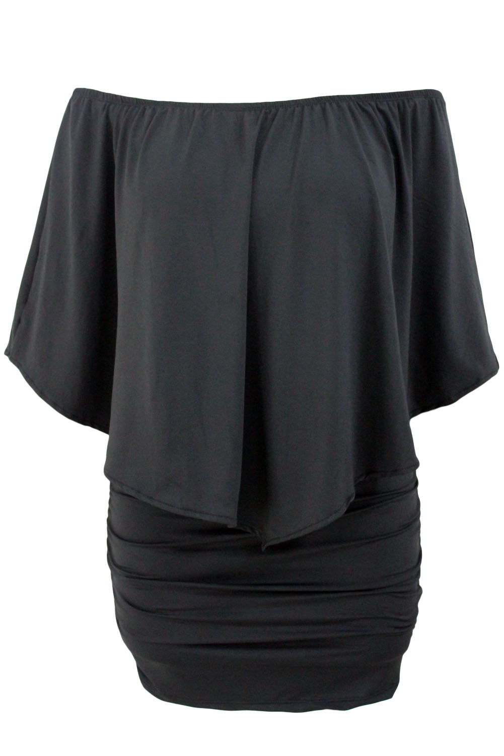 Plus Size Multiple Dressing Layered Black Mini Poncho Dress Plus Size Dresses JT's Designer Fashion