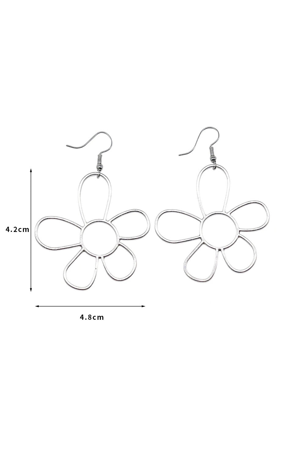 Silvery Alloy Hollowed Flower Hook Earrings Jewelry JT's Designer Fashion