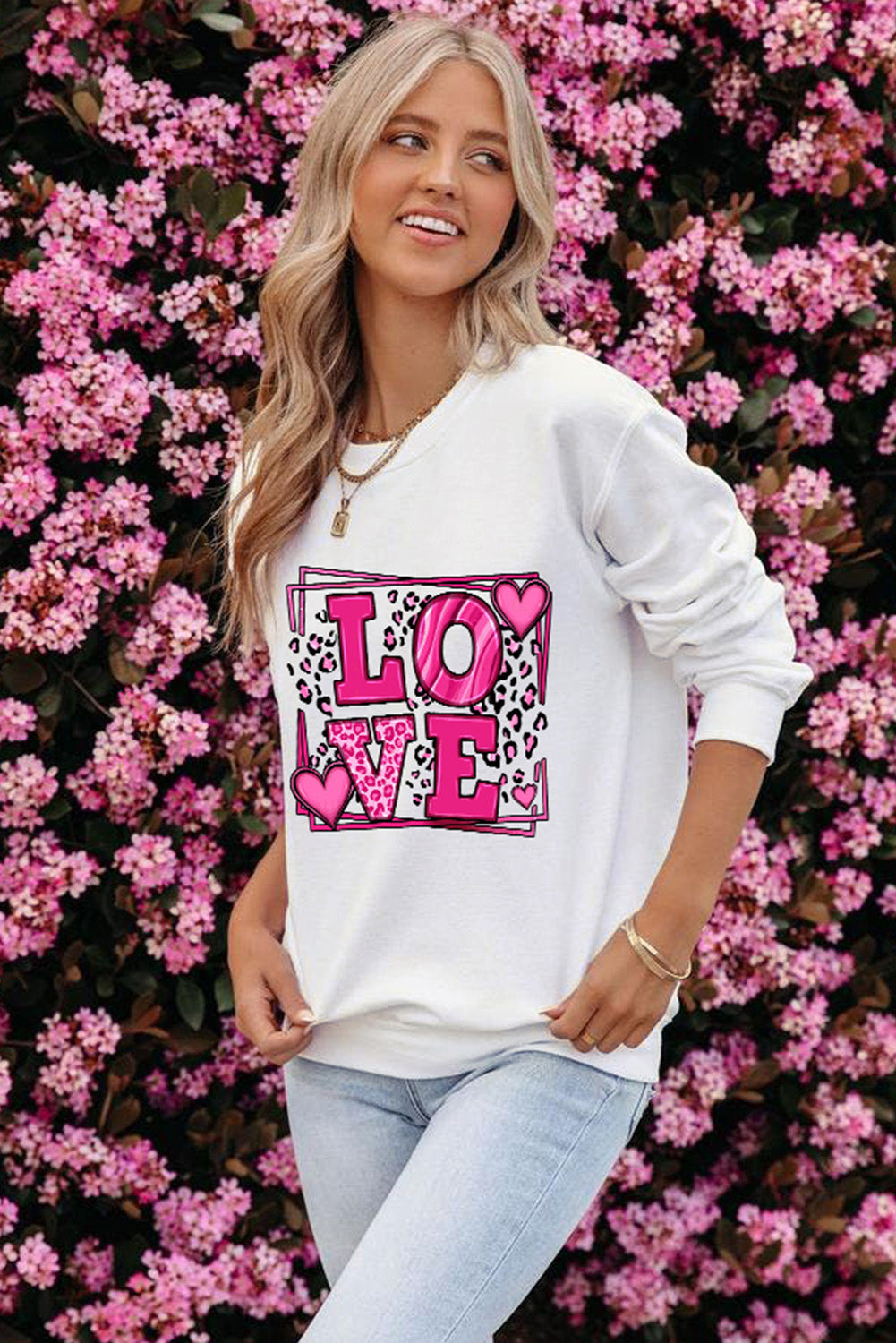 Beige Sweet LOVE Valentines Graphic Sweatshirt Graphic Sweatshirts JT's Designer Fashion