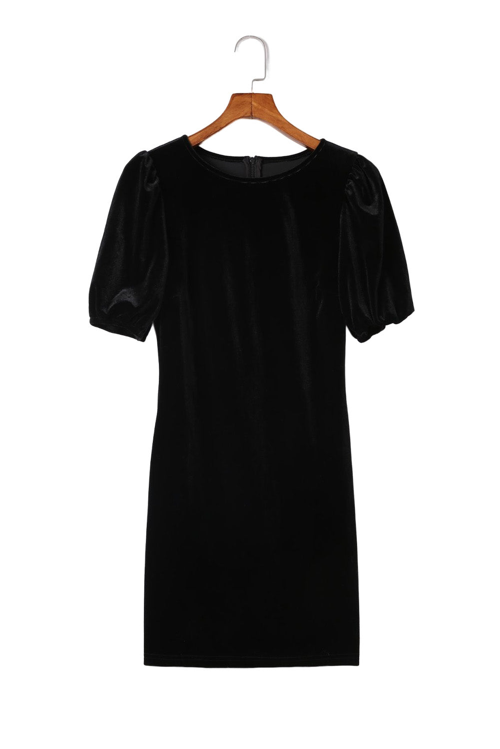 Black Round Neck Bubble Short Sleeve Dress Mini Dresses JT's Designer Fashion