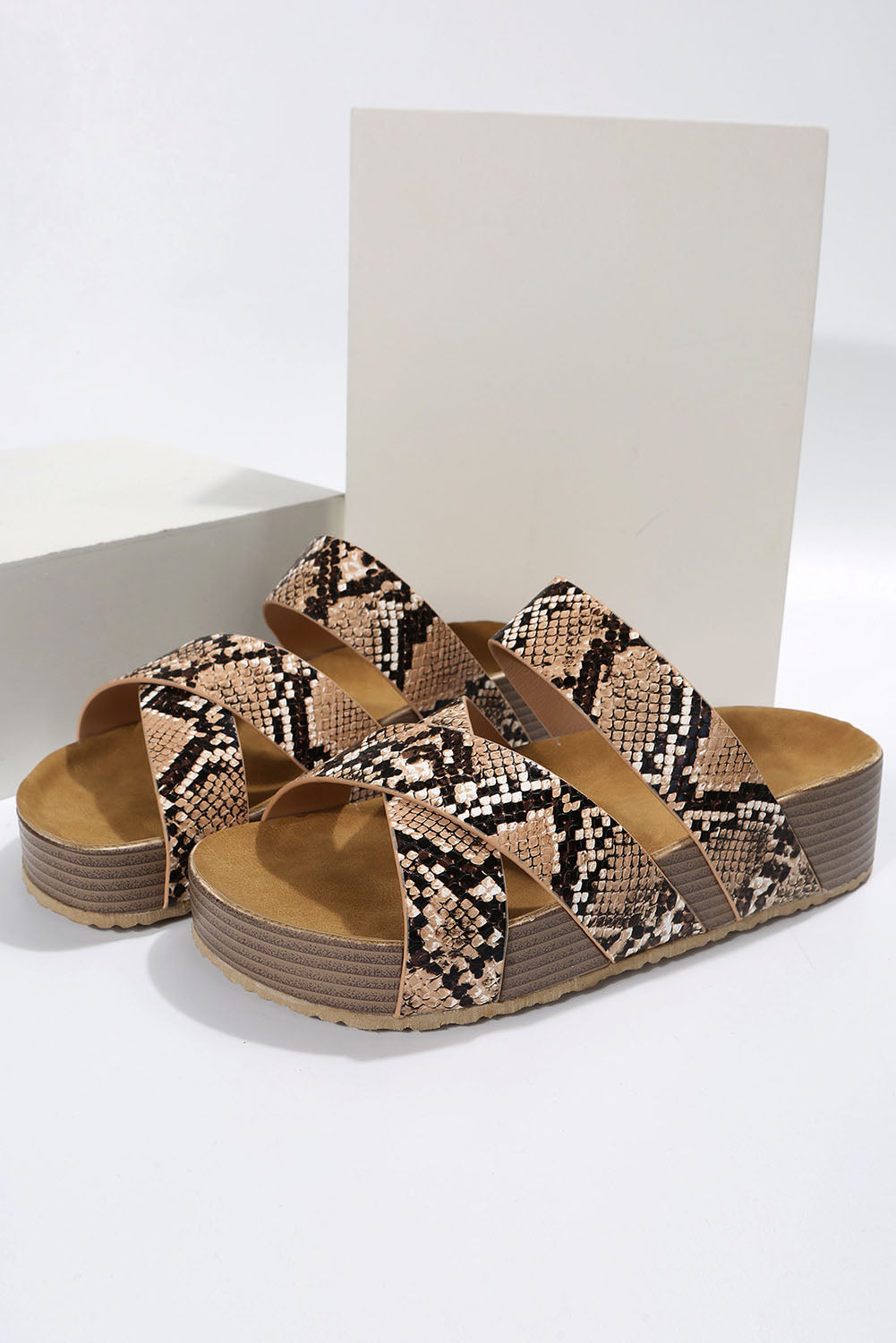 Animal Print Linen Woven Cross Criss Hollowed Slip-On Slippers Slippers JT's Designer Fashion