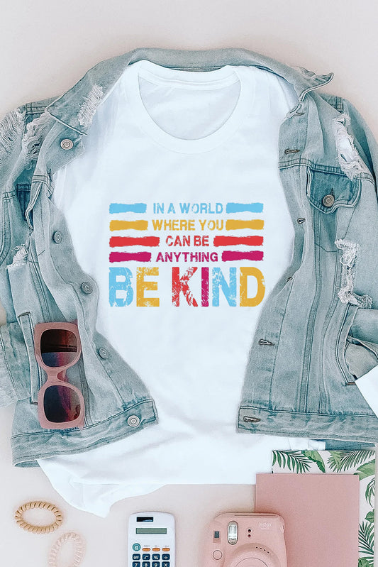 White Family Matching Be Kind Graphic Print Crewneck T Shirt White 95%Cotton+5%Elastane Family T-shirts JT's Designer Fashion