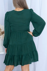 Green Plus Size Puff Sleeve Smocked Tiered Dress Plus Size Dresses JT's Designer Fashion