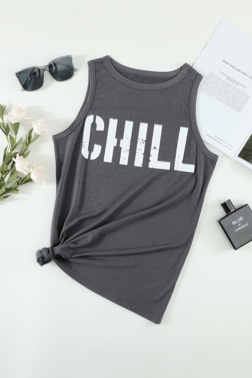 CHILL Graphic Print Tank Top Tank Tops JT's Designer Fashion