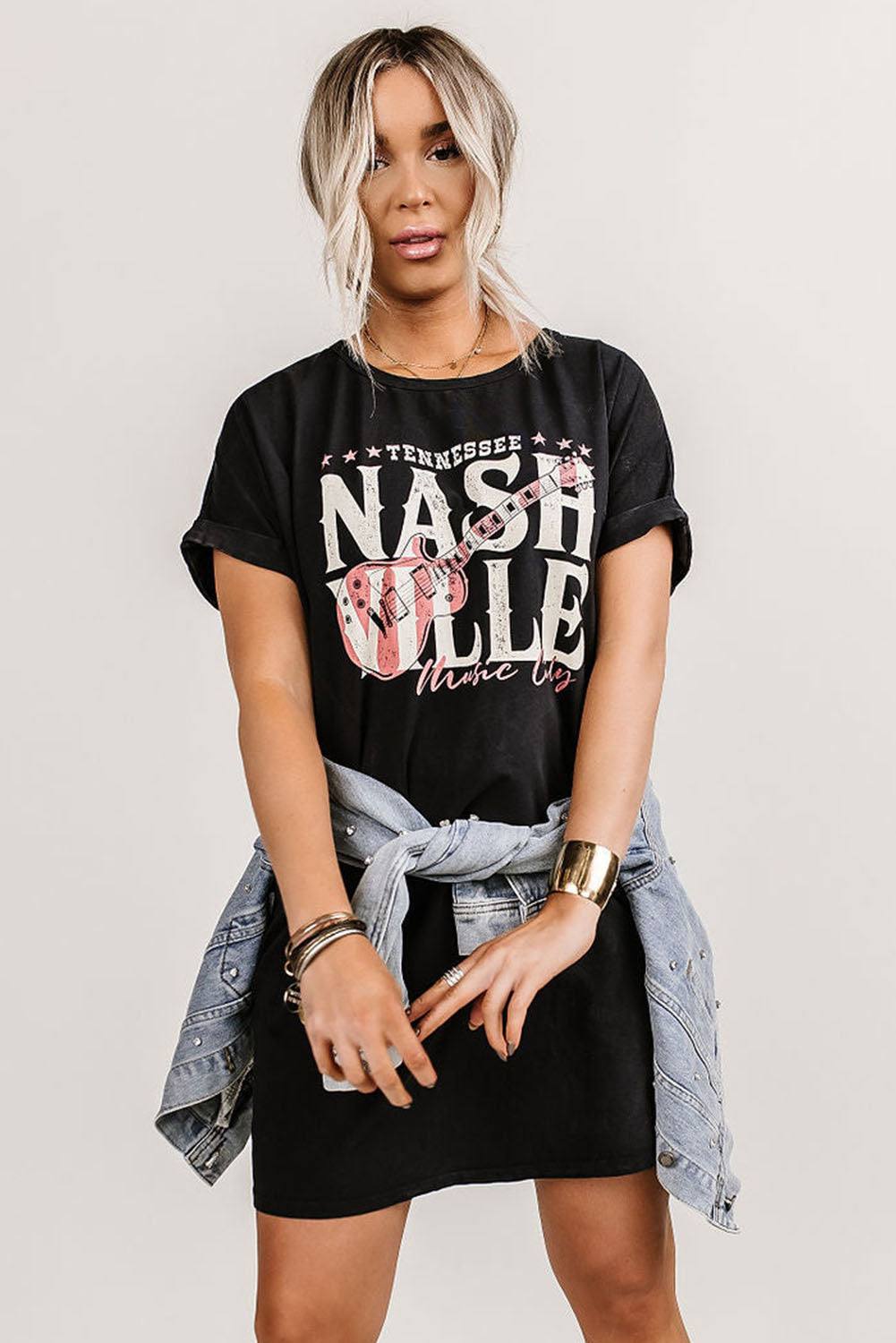 Black Nashville Music Festival Trending T-Shirt Dress T Shirt Dresses JT's Designer Fashion