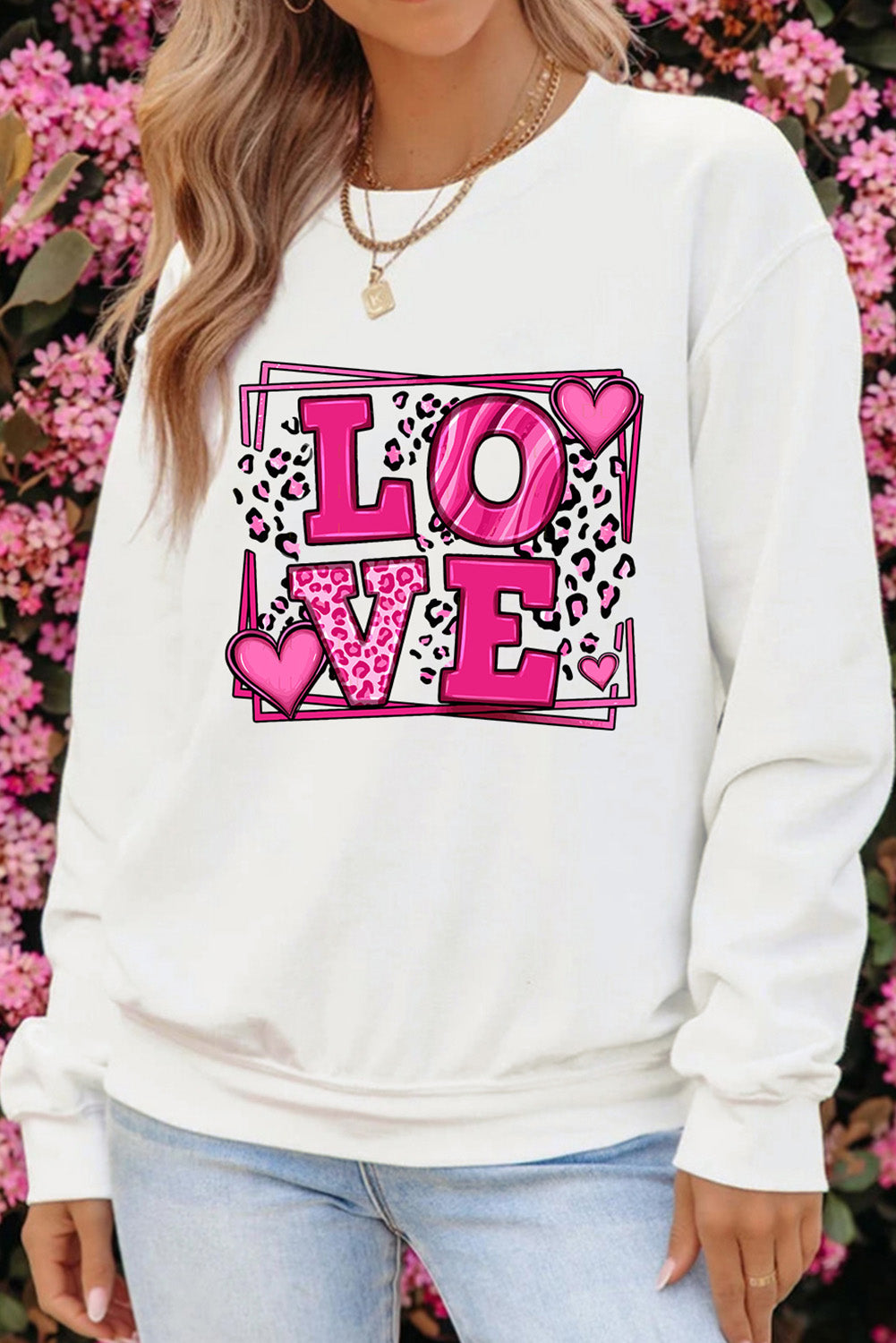 Beige Sweet LOVE Valentines Graphic Sweatshirt Beige 70%Polyester+30%Cotton Graphic Sweatshirts JT's Designer Fashion