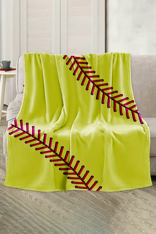 Yellow Baseball Seam Print Soft Flannel Blanket 130*150cm Other Accessories JT's Designer Fashion