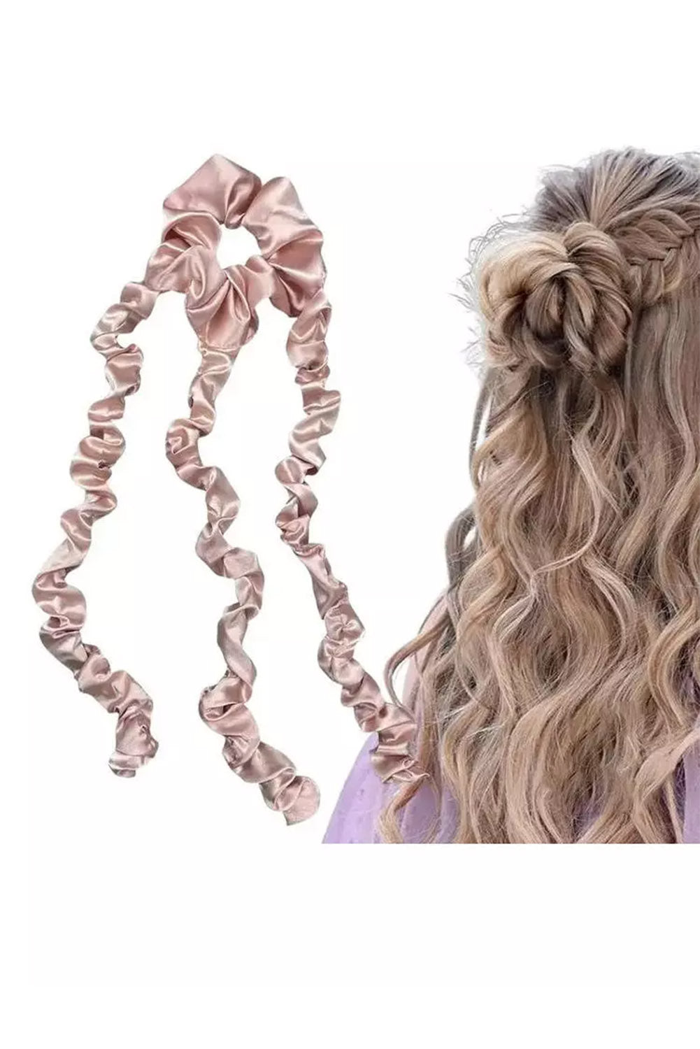 Pink Ruffled Jellyfish Heatless Hair Curler Headband Headwear JT's Designer Fashion