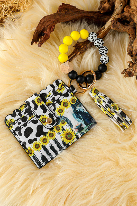 Multicolor Sunflower Cow Print Silicone Bead Card Bag Other Accessories JT's Designer Fashion