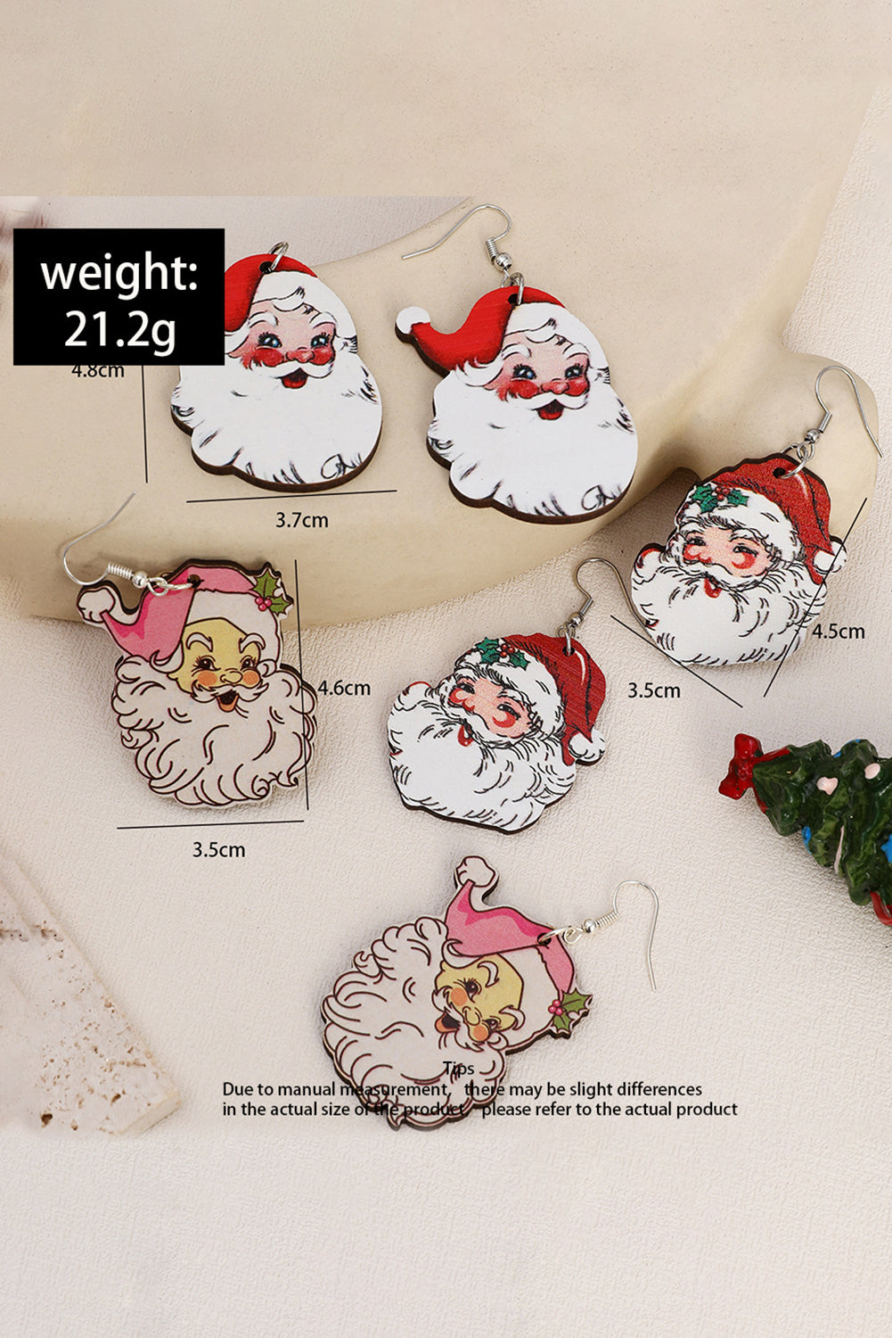 White 3 Pairs Christmas Santa Clause Pendant Hook Earrings Jewelry JT's Designer Fashion