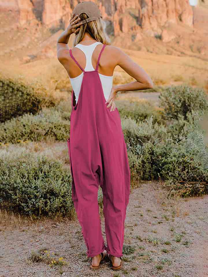 Double Take Full Size Sleeveless V-Neck Pocketed Jumpsuit Jumpsuits & Rompers JT's Designer Fashion