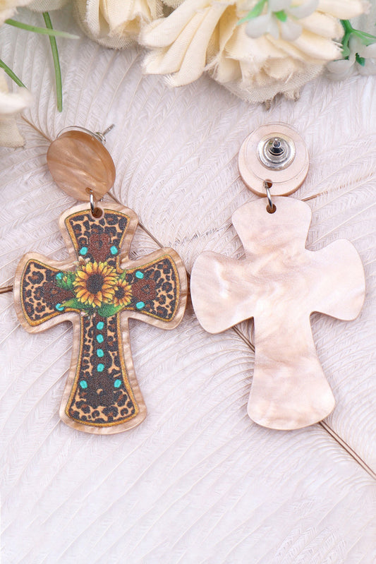 Multicolour Cross Sunflower Western Fashion Acrylic Earrings Jewelry JT's Designer Fashion