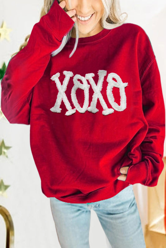 Racing Red XOXO Graphic Pullover Sweatshirt Pre Order Sweatshirts & Hoodies JT's Designer Fashion