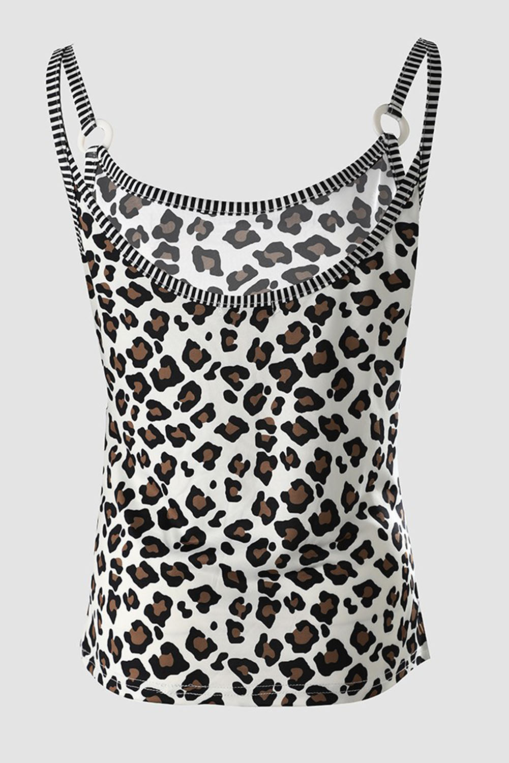 Cheetah Striped Patchwork Low-Back Cut Tank Top Tank Tops JT's Designer Fashion