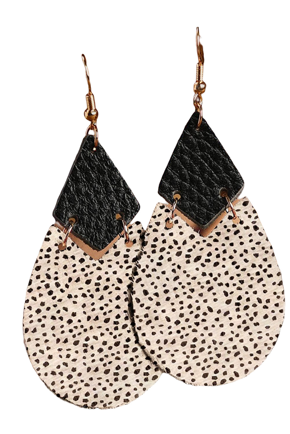 Black Polka Dot Layered Connected Drop Earrings Jewelry JT's Designer Fashion